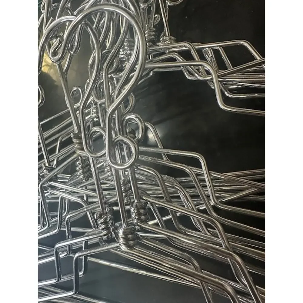 Vintage Heavy Twisted Metal Hangers Chrome Lot Of 23 Assorted Sizes